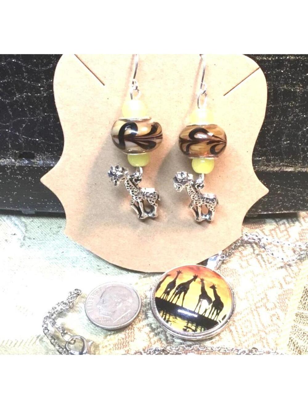 Giraffe Necklace and Earrings